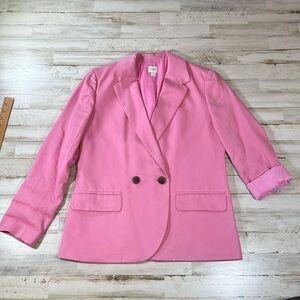 J Crew Factory Pink Double Breasted Oversized Blazer